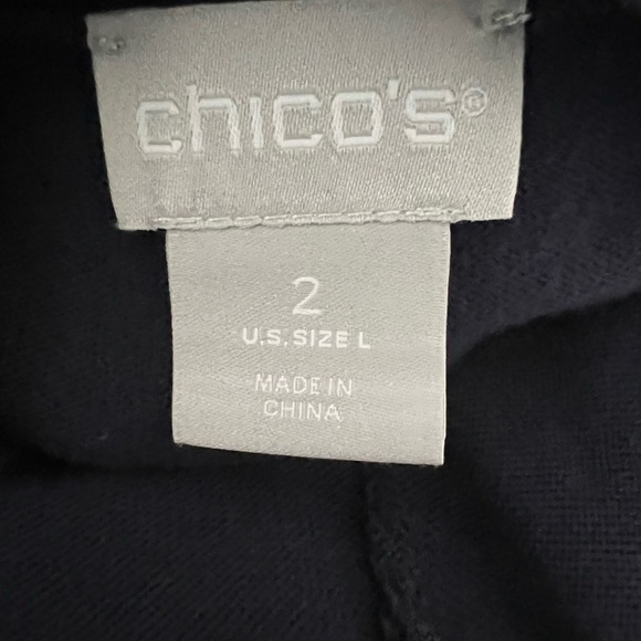 Chico’s Open Front Knit Cardigan With Contrasting Waterfall Details- Size 2 (L) - Picture 4 of 5